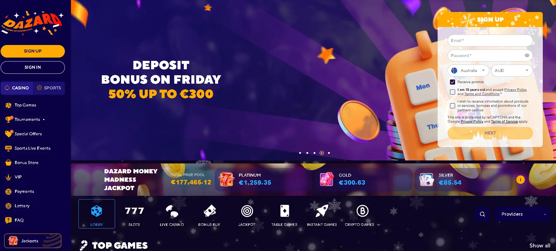 dazard casino website